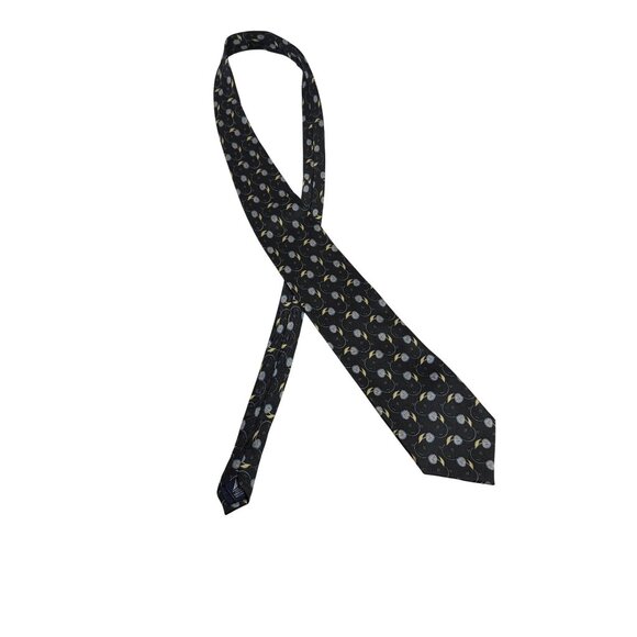 Nautica Mens Silk Floral‎ Patterned Tie Dark Navy Old Money Academia Preppy - Picture 7 of 9